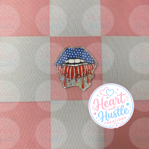 Stars & Stripes Drip Lips Flatback