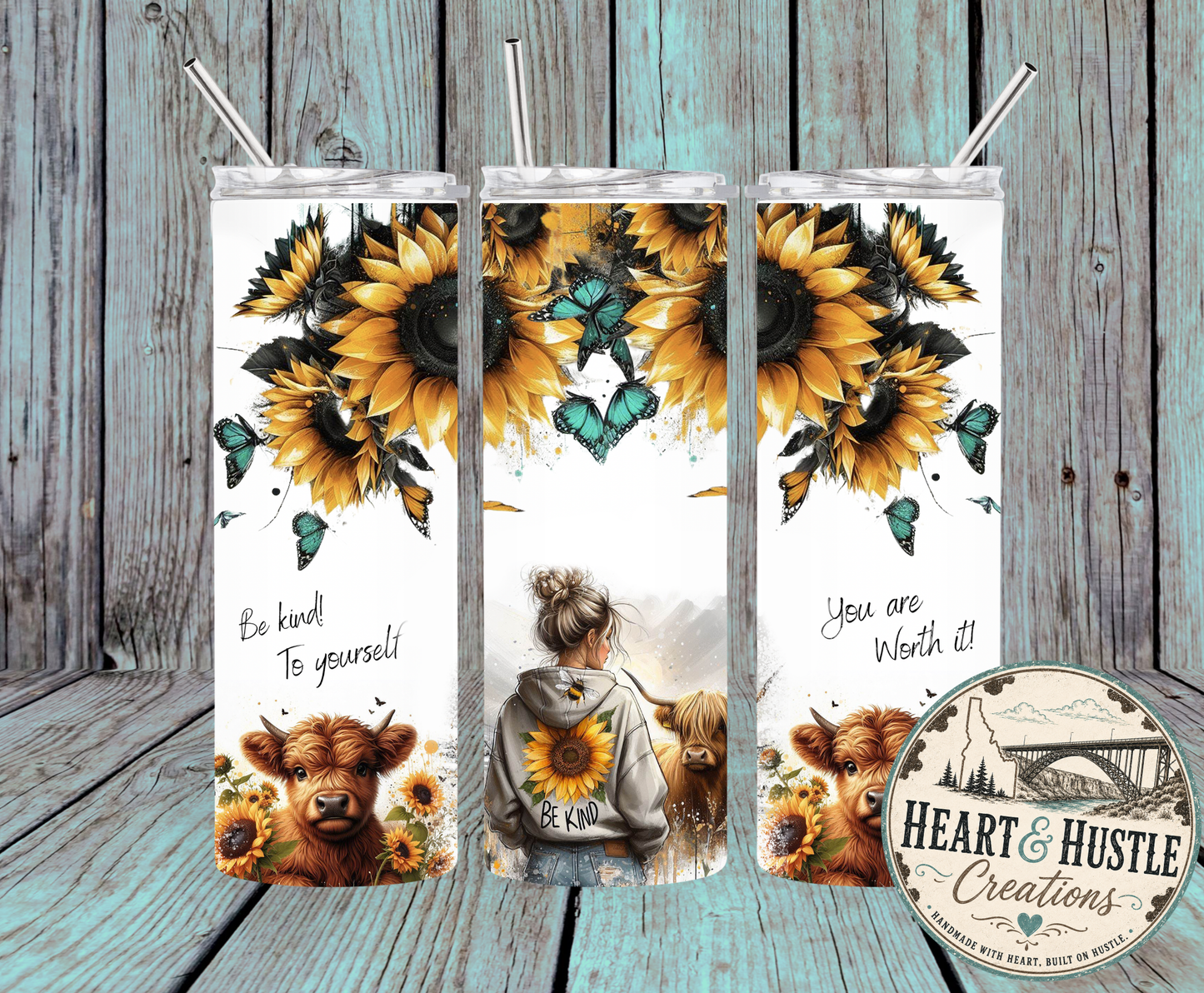 Be Kind Highland Cow Tumbler
