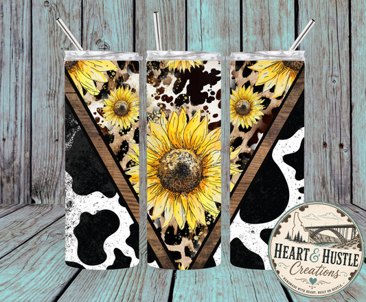Sunflower Cowhide Tumbler