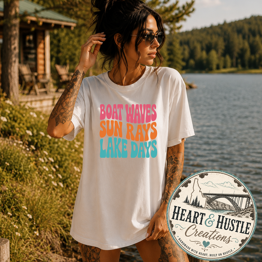 Boat Waves Lake Days Tee