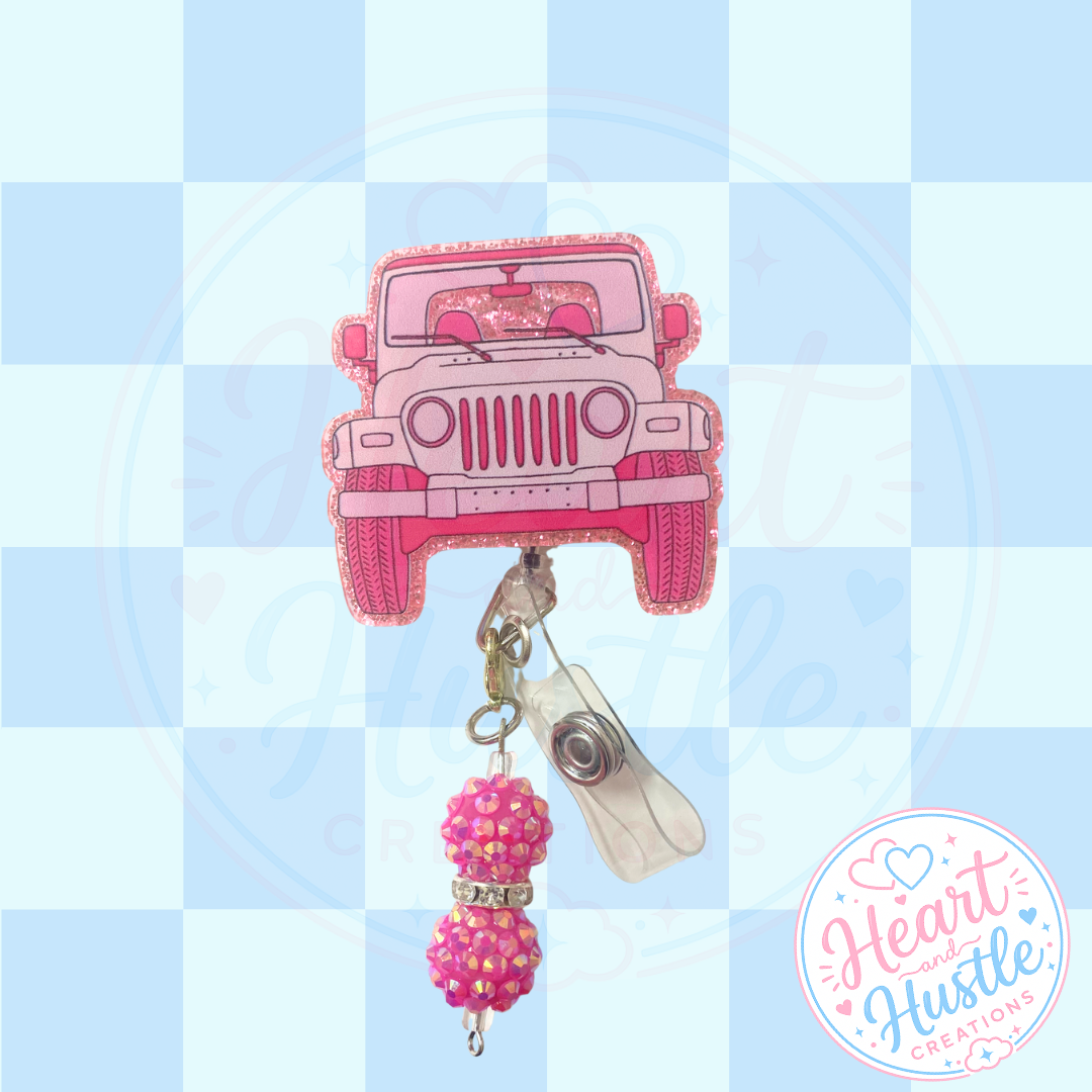 Hot Pink Jeep Badge Reel