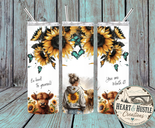 Be Kind Highland Cow Tumbler