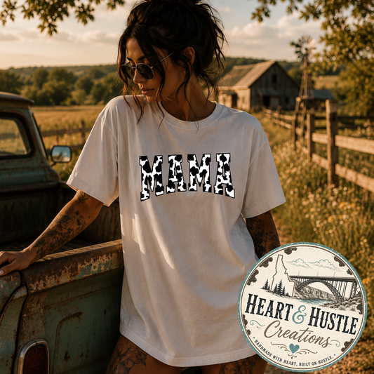 Cow Print Mama Tee