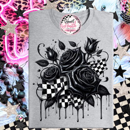 Checked and black roses