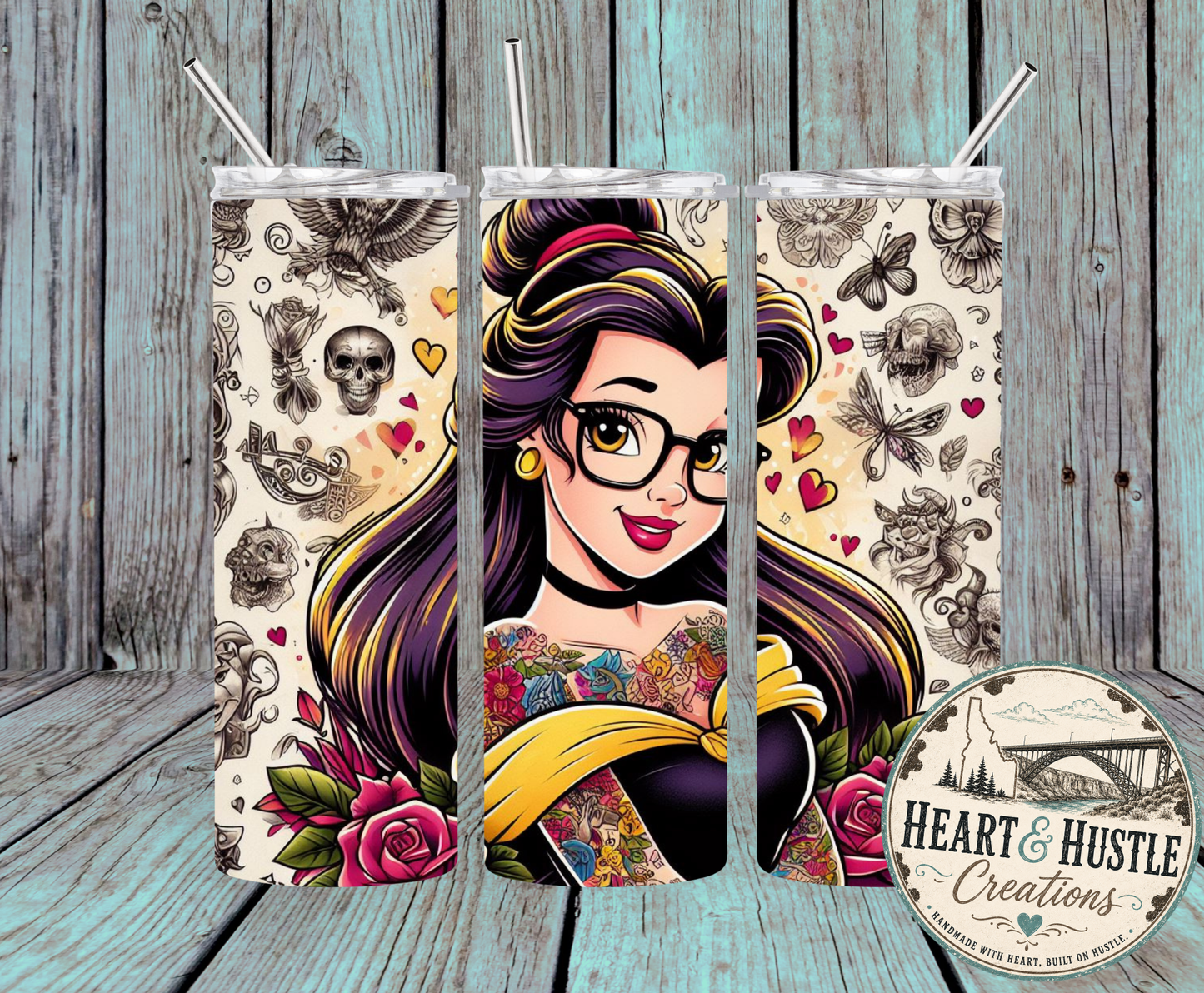 Tattooed Bookish Beauty Tumbler
