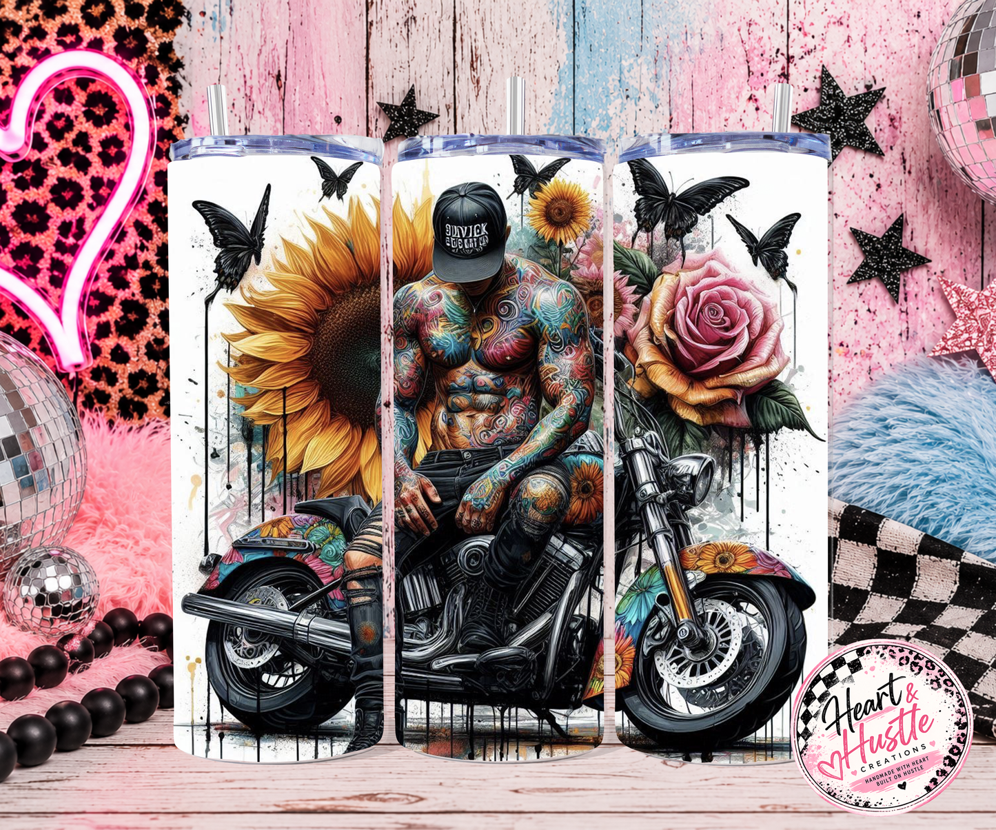 Tattooed biker dude